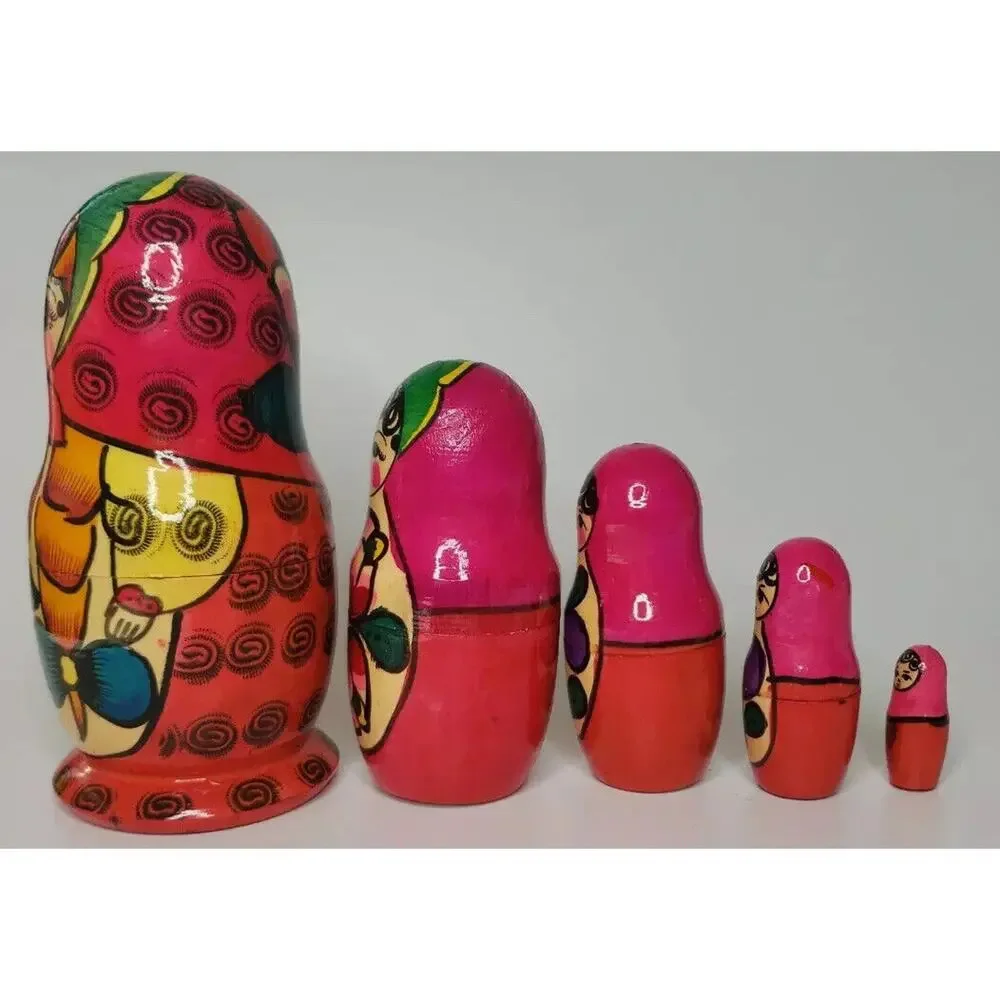 Vintage Russian‎ wooden nesting doll 6-1/2